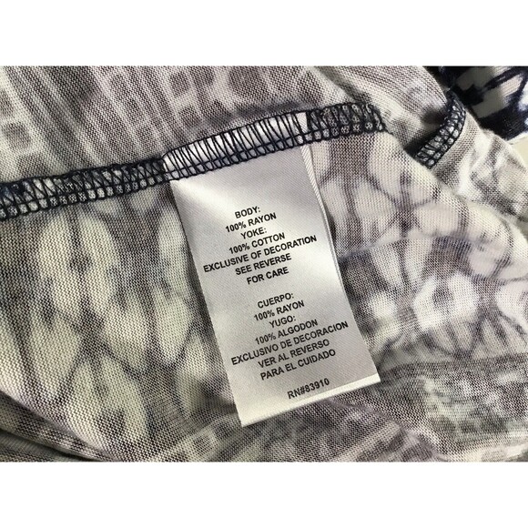 RXB Top Size L Blue Tie Dye Batik Boho Hippie Casual Lightweight Gypsy Prairie - Picture 7 of 8